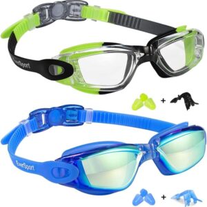 EverSport Kids Swim Goggles, Pack of 2 Swimming Goggles for Children Teens, Anti-Fog Anti-UV Youth Swim Glasses for Age4-16