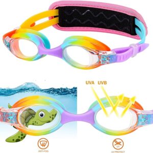 Kids Swim Goggles Age 2-6, Toddler Goggles 23456 Year, Swimming Goggles With CaseNo Hair Pull Strap