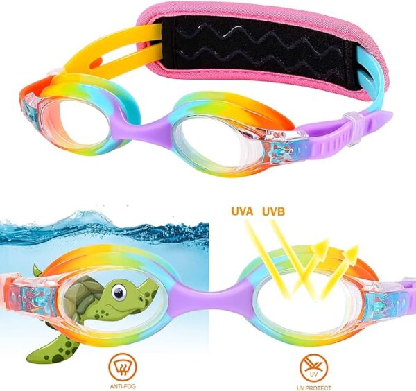 Kids Swim Goggles Age 2-6, Toddler Goggles 23456 Year, Swimming Goggles With CaseNo Hair Pull Strap